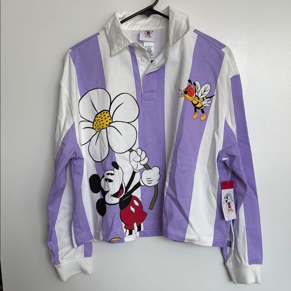 Disney Purple and White Striped Polo